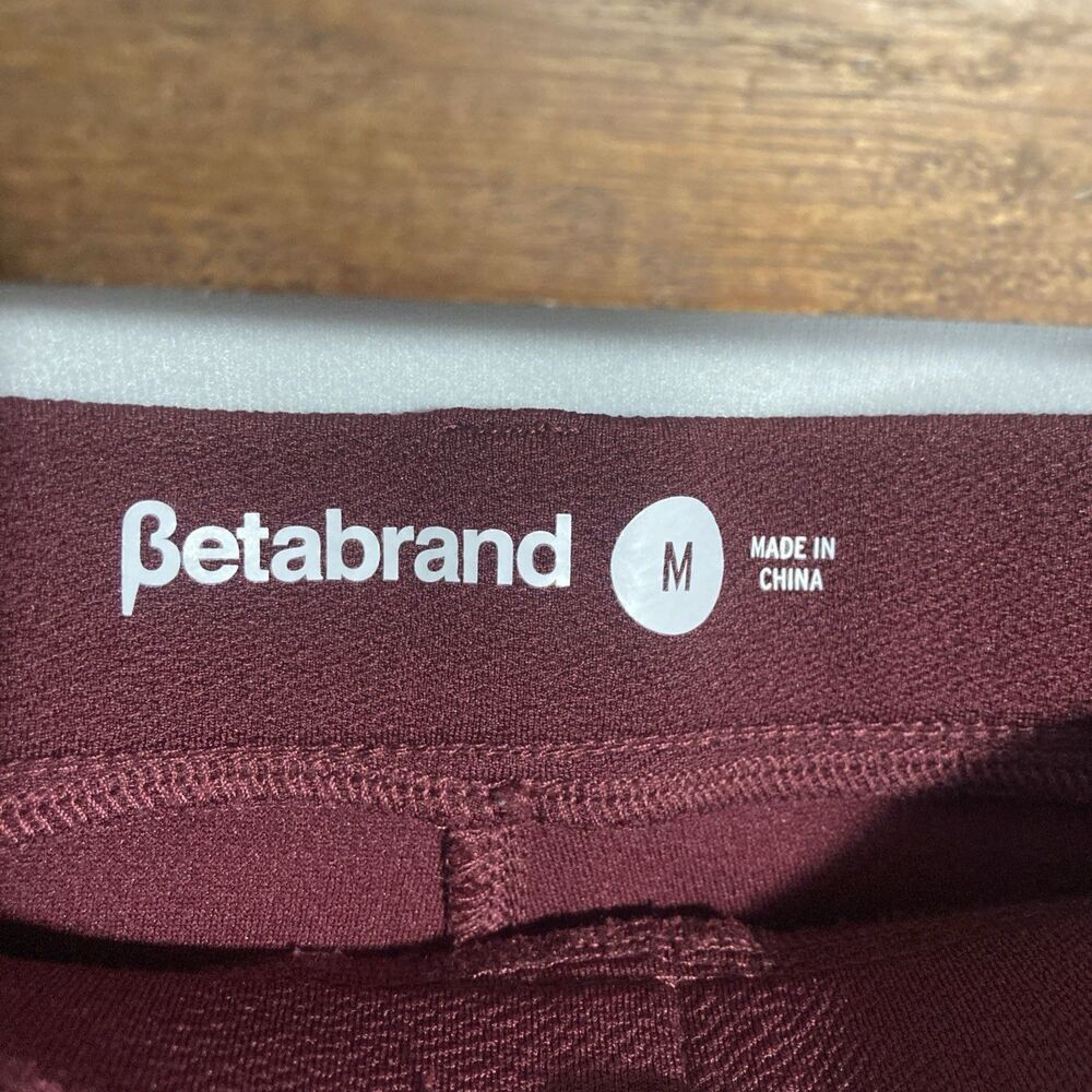 BETABRAND maroon textured straight leg pull on pants M - Picture 5 of 9